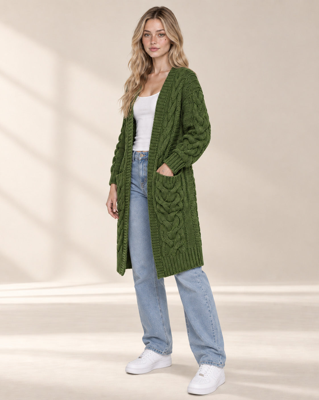 Chunky Knit Open Front Cardigan