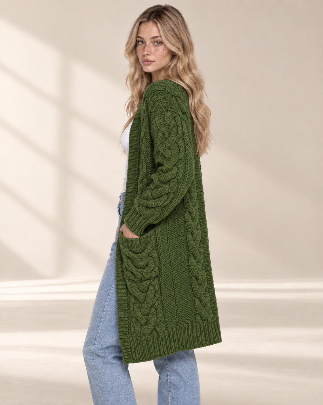 Chunky Knit Open Front Cardigan
