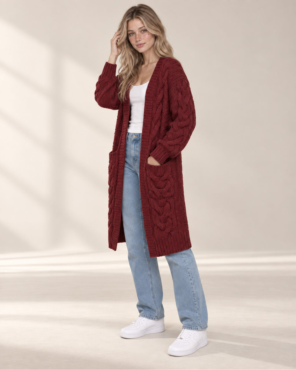 Chunky Knit Open Front Cardigan