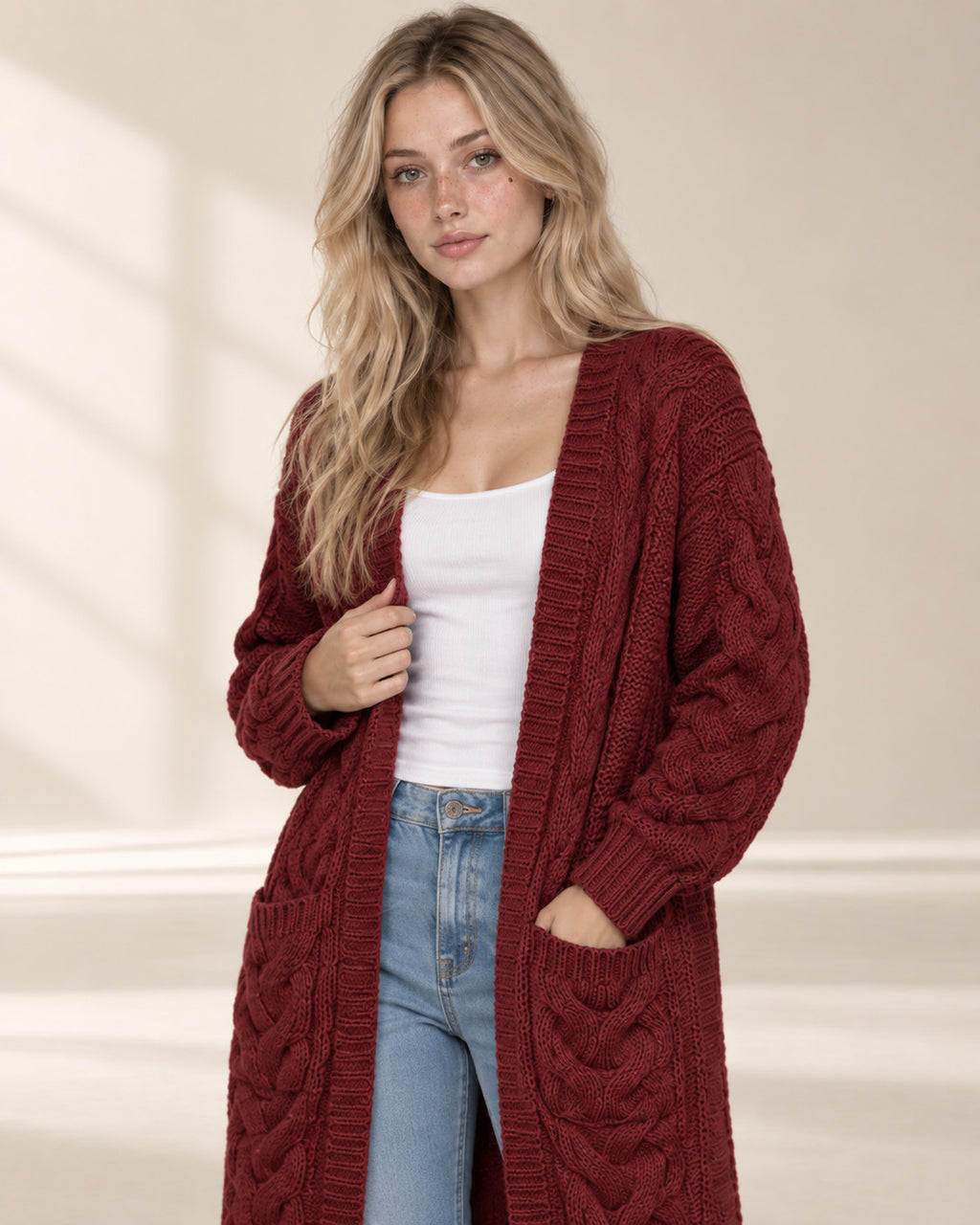 Chunky Knit Open Front Cardigan