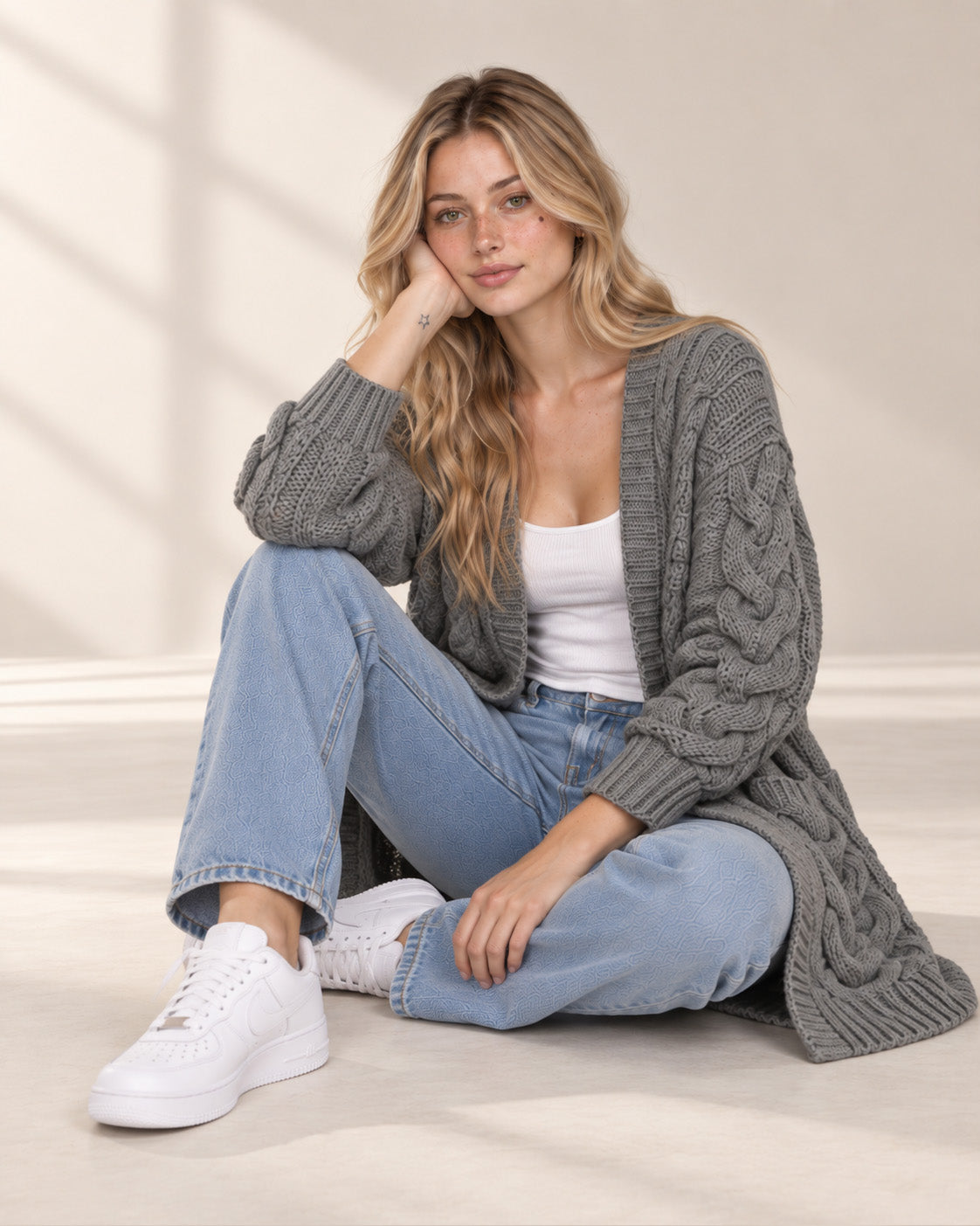 Chunky Knit Open Front Cardigan