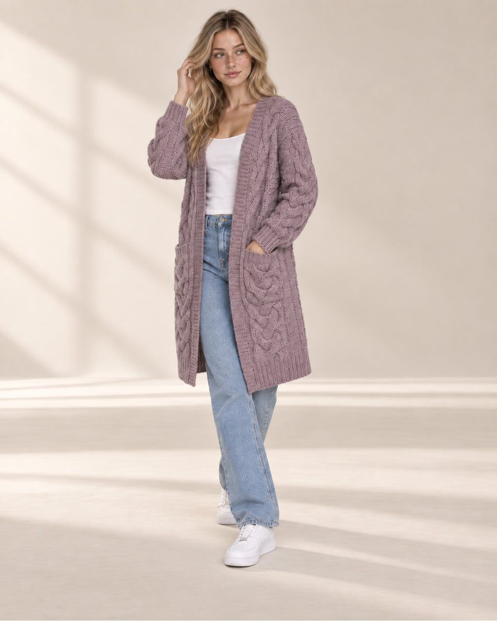 Chunky Knit Open Front Cardigan