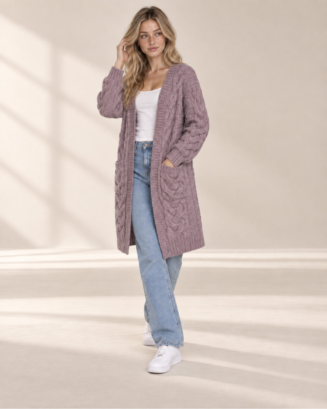 Chunky Knit Open Front Cardigan