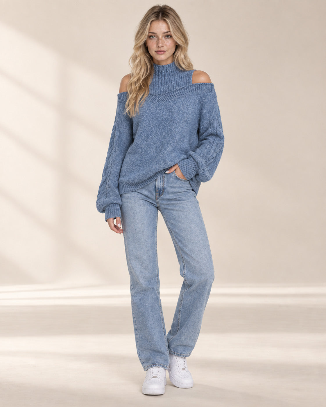 Cold Shoulder Turtleneck Sweater