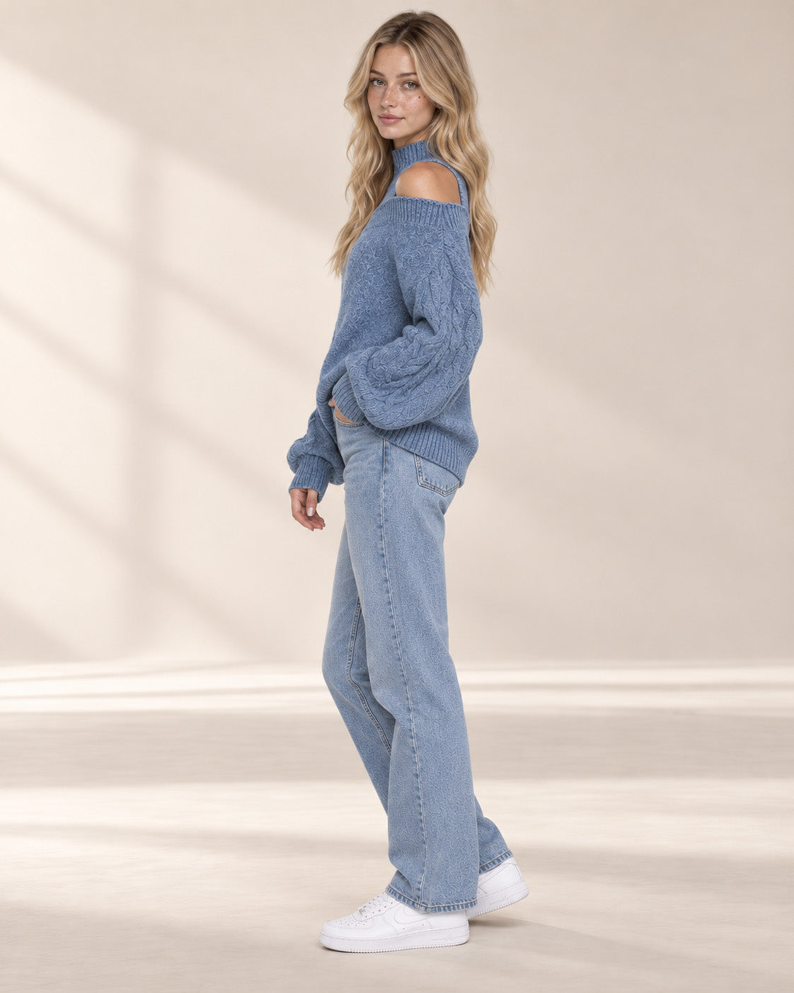 Cold Shoulder Turtleneck Sweater