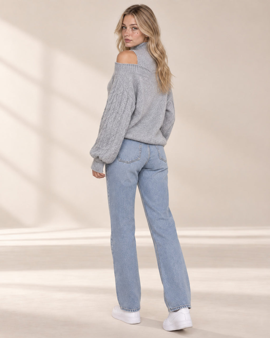 Cold Shoulder Turtleneck Sweater