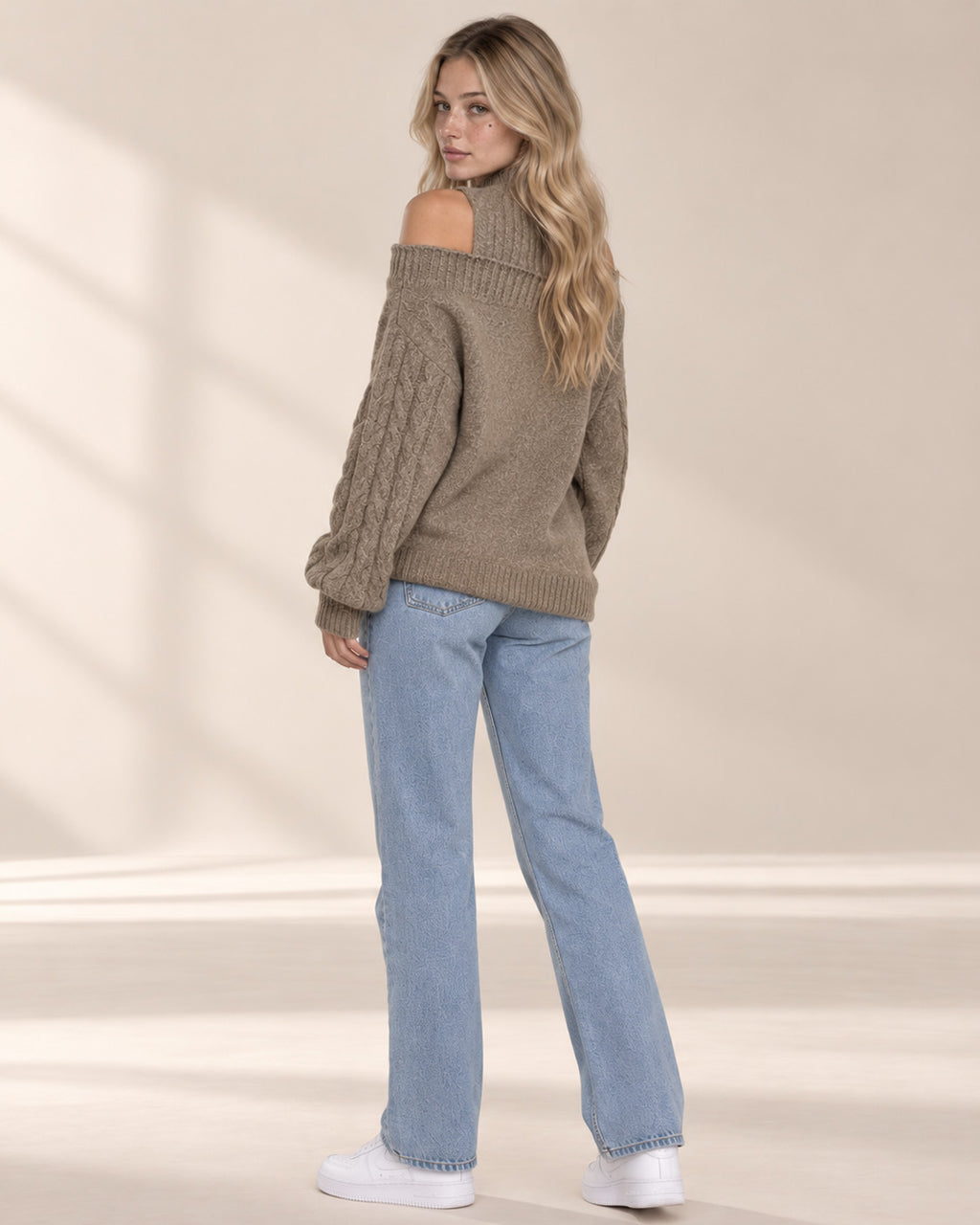 Cold Shoulder Turtleneck Sweater