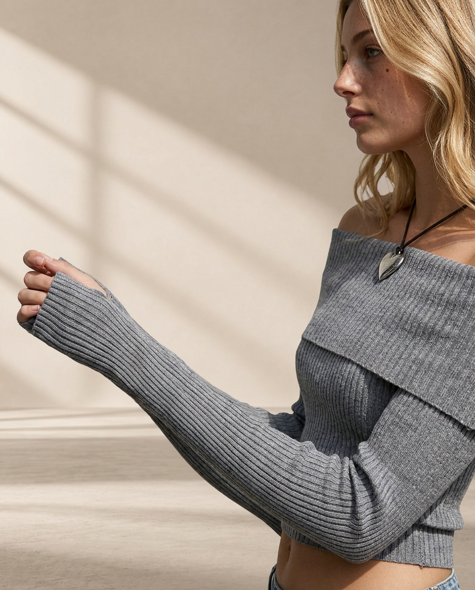 Celeste Off-Shoulder Ribbed Sweater