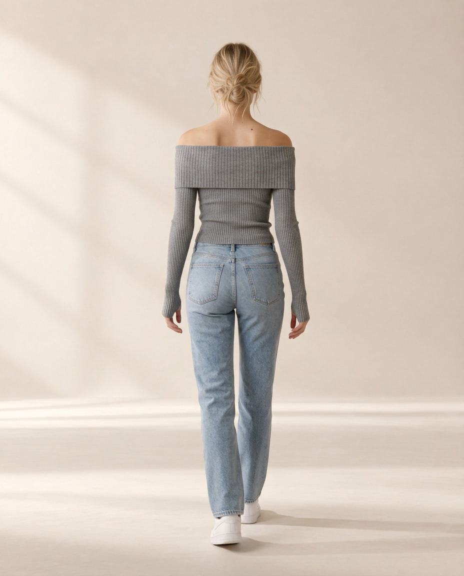 Celeste Off-Shoulder Ribbed Sweater