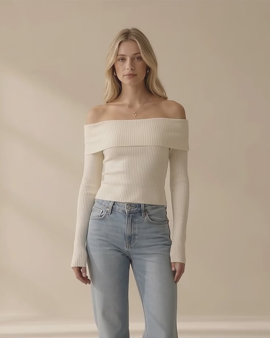 Celeste Off-Shoulder Ribbed Sweater
