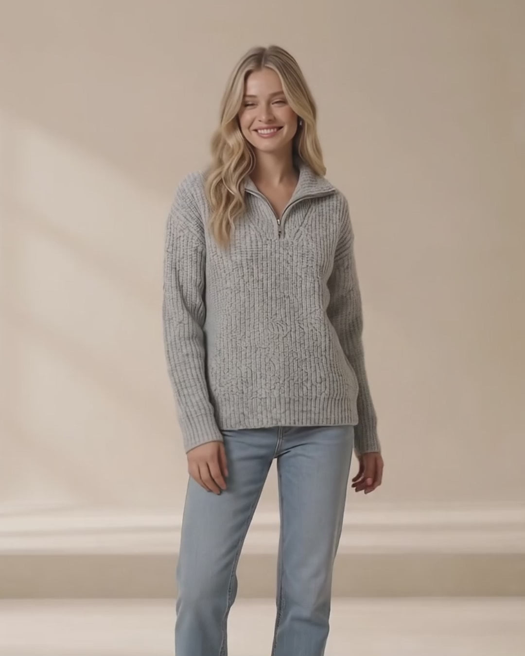 Sienna Textured Half-Zip Sweater